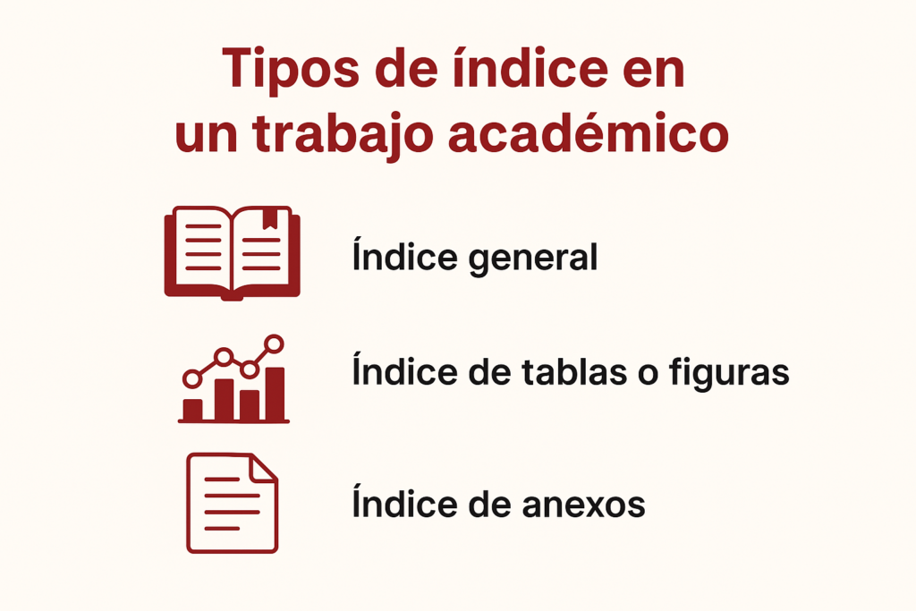 Tipos de índice en un trabajo académico