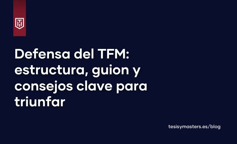 Portada del blog TUTFG con el texto “Consejos para preparar la defensa de un TFM: estructura, guion y ejemplos” sobre fondo azul claro y logotipo en la esquina superior izquierda.