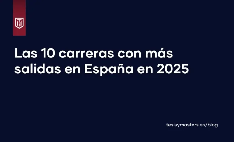 Imagen con fondo oscuro que muestra el título "Las 10 carreras con más salidas en España en 2025"